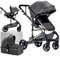 Prokoke Kinderwagen 3 in 1, Buggy Einem Klick Faltbar, Kombikinderwagen 3 in 1 mit Umkehrbarem Zwei-Wege-Schub, Kinderwagen Rahmen Aluminiumlegierung Baby Kleinkind Neugeborene (739 Hellgrau)