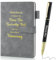 Faccito Inspirierende Geschenke für Kollegen Leder Tagebuch mit Stift Notizbuch A5 mit Spruch Metall Motivation Stift Viel Erfolg Abschiedsgeschenk Abitur 2025 für Freunde Abschluss(Grau)