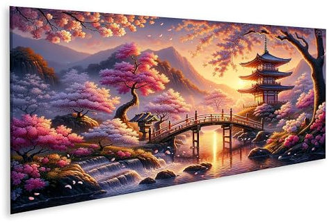 islandburner Prime Image sur toile Motif fleurs de cerisier japonais en fleur Saison magique Images murales Poster