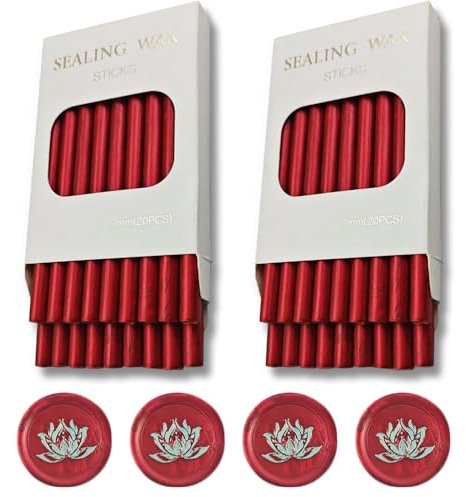 Ioggtser 40 PCS Mini Glue Gun Wax Seal Stick for Stamp, Wedding Invitations, Cards, Envelopes (Flame Red)
