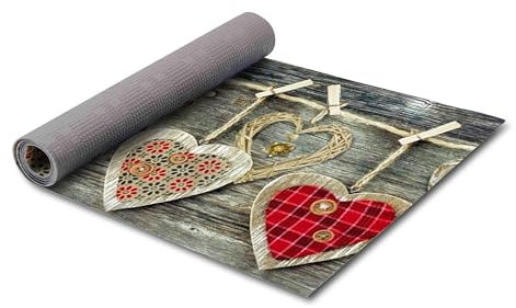 HomeLife Der rutschfeste waschbare Küchenteppich aus PVC, 100% Made in Italy: Teppichläufer für die Küche, waschbar, aus Vinyl, um die Böden vor Öl und Flecken zu schützen [rote Herzen - 52 x 200]