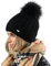 Alur Mütze Damen Beanie Wintermütze Strickmütze mit Bommel - Warme Elastisch Elegant Winter Mütze EKO Bommelmütze - Weiches Garn Stilvoll Universell Warm (Schwarz)