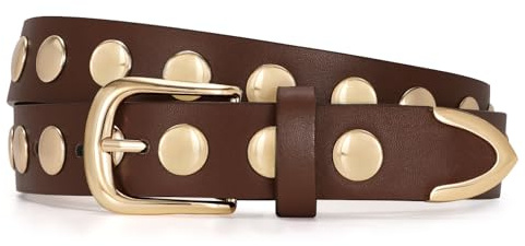 JASGOOD Women Fashion Leather Belt Punk Studded Belt for Jeans Pants Dresses