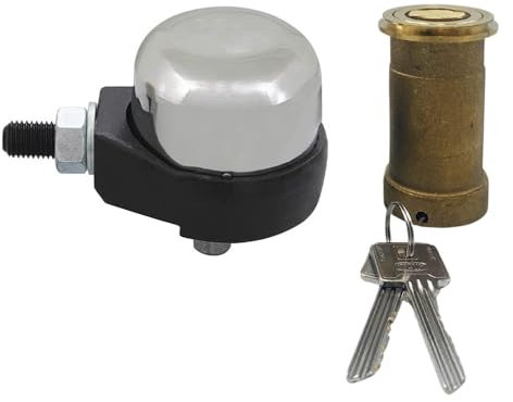 Paluplus Lucchetto a Campana Completo per Serrande, Campana in Acciaio Inox, Cilindro in Ottone, 2 Chiavi Incluse, Lucchetto per Garage -290F