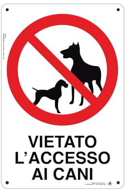 Cartello Segnaletico Vietato l’ingresso ai cani Alluminio Premium 20x30 cm – Made in Italy, Resistente Esterno, Stampa HD, Installazione Facile, Conforme Normative