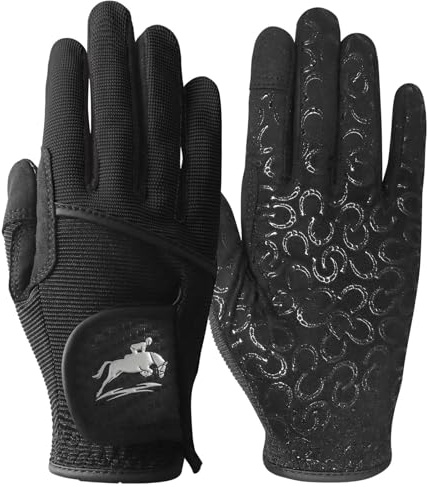 AXKAL Women Horse Riding Gloves Equestrian Anti-Slip Grip 1 Pair(Black, M)