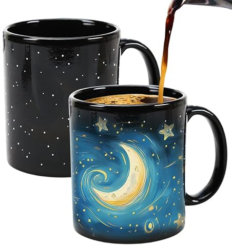 Mugkiss Romantic Half-Moon Couple Mugs - Color Changing Ceramic Coffee Cups for Cozy Moments Together!