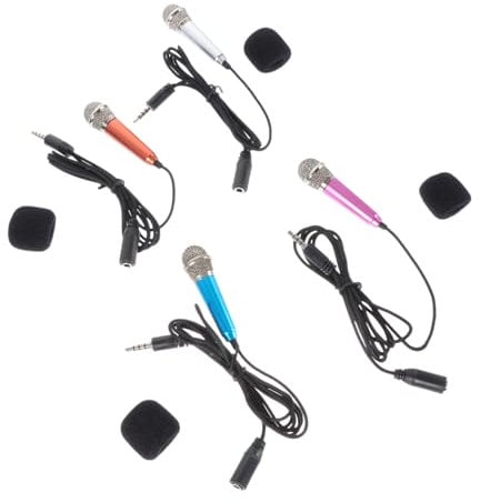 HAMPPLIES 4Pcs Portable Mini Microphones for Singing Compatible with Phones Laptops Durable Sound for Karaoke Recording Conference Calls