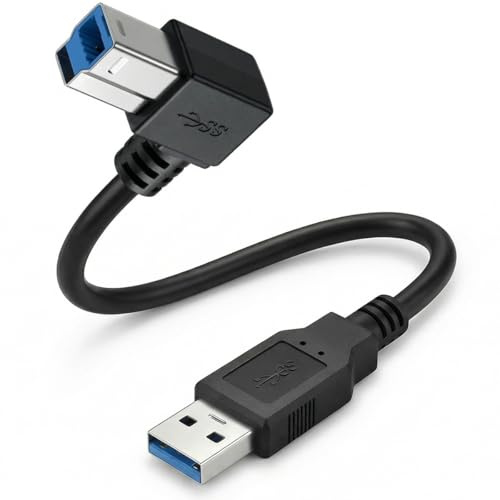 90 Degree USB 3.0 Type A Male to B Male Printer Scanner Cord (50 cm) | USB 3.0 Printer Cable Compatible with HP,Brother,Samsung,Dell,Canon,Lexmark,Epson,Xerox,Fujitsu ScanSnap iX500 scanner (Down)