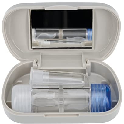 Travel Kit with Case for RGP Hard Contact Lenses | Mirror | Suction Remover | Grey | by Sports World Vision