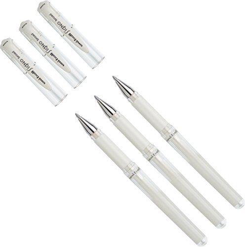 3 Stück Mitsubishi 146895 - Gelroller uni-ball SIGNO UM-153, Spitze: 0,6 mm, weiß