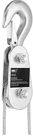 MSW Umlenkrolle mit Haken für Seilwinde MSW-UR-2A (Karabiner-Verschluss, Maximalbelastung 2 t, Seildurchmesser 1-7 mm, doppelte Zugkraft, Heben und Umkehr der Zugrichtung)