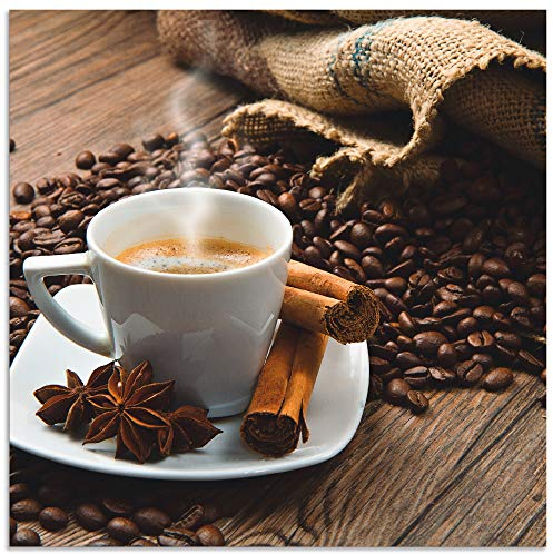 ARTland Spritzschutz Küchenrückwand aus Alu für Küche Herd Spüle 60x60 cm (BxH) mit Motiv Getränke Kaffee Coffee Cafe Bistro Kaffeebohnen Dunkel S6BQ