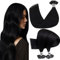 Hetto Extensions Echthaar Bonding Schwarz Bonding Extensions Echthaar 45 cm Naturschwarz Keratin U Tip Gerade Invisible Remy Haarverlangerung 1g/s 50g #1