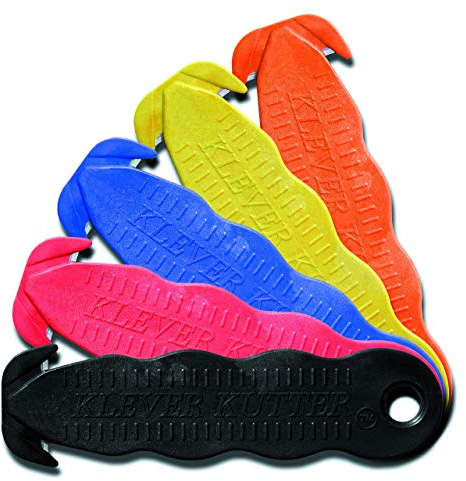 Klever® Kutter - Sicherheitsmesser mit zwei verdeckten Klingen im Doppelhaken-Design - 5 Stück in 5 verschiedenen Farben - Einweg-Sicherheitsschneider für präzise Schnitte