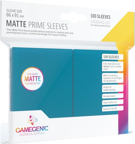 Gamegenic, GGS11028ML Matte Prime SleevesCard Deck Holde, Blue, 100 Pack