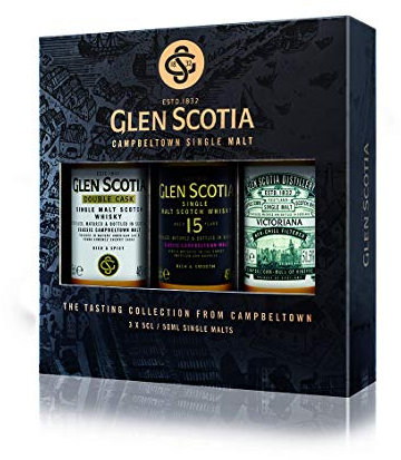 Glen Scotia Single Malt Whisky Gift Set 3x5cl | Multi Award Winning Campbeltown Scotch Whisky Miniatures Including: Double Cask, 15-Year-old and Victoriana | Premium Whisky Gifts for Men