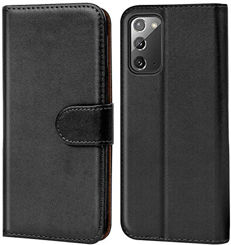 Verco Handyhülle für Samsung Note 20 Hülle, Klapphülle für Samsung Note 20 Tasche PU Leder Flip Case Brieftasche, Schwarz