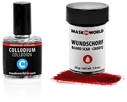 Halloween Special Effect Make-Up Set Horror Face - Wundschorf Kunstblut und Collodium Narben-Fluid