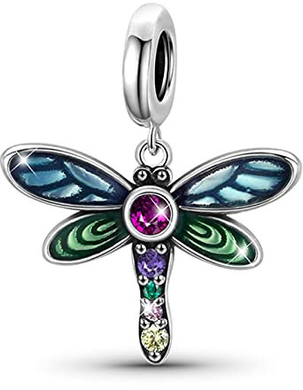 GNOCE Shiny Dragonfly Pendant Charm Sterling Silver Dangle Charm Fit Bracelet/Necklace for Women Girls Wife Daughter