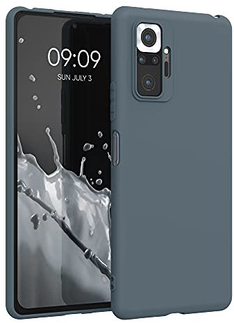 kwmobile Hülle kompatibel mit Xiaomi Redmi Note 10 Pro Hülle - weiches TPU Silikon Case - Cover geeignet für kabelloses Laden - Dunkler Schiefer