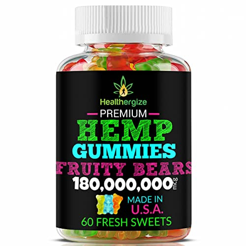 Hemp Gummy Bears for Calm and Peace-Fruity Flavor Natural Hemp Oil-for Chill, Sleep, Knees, Back-60 Gummies-Made in USA