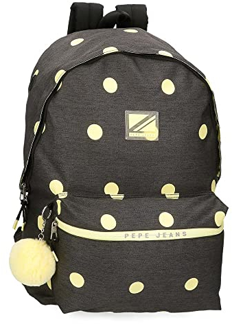 Pepe Jeans Leire Schulrucksack, anpassbar, Schwarz, 31 x 44 x 17,5 cm, Polyester, 20,46 l, Schwarz, Schulrucksack, anpassbar an den Trolley
