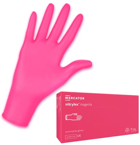MERCATOR MEDICAL Guantes desechables nitrylex® magenta, Größe:L - 100 Stück