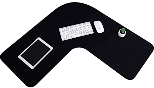 Corner Desk Pad L-Shaped Gaming Mat - Large Waterproof Rubber Corner Mouse Mat for Home Office - 36.22 Inches, Black