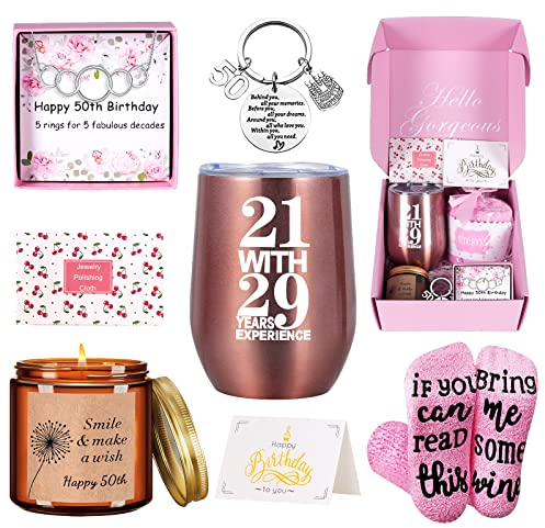 50. Geburtstag Geschenke für Frauen, einzigartiger personalisierter Geschenkkorb für beste Freunde, Schwestern, Mutter, Ehefrau