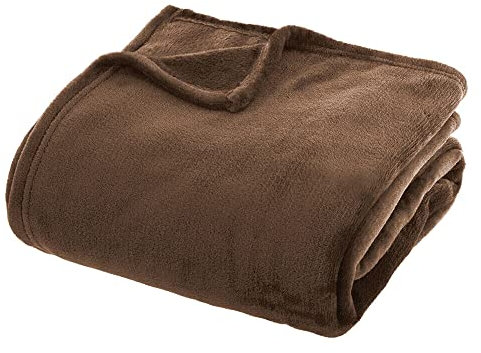 Generico Plaid Coperta Soffice Pile Caldo Letto Divano Colori Moderni Mod.PLAID MORBIDO 130X160 MARRONE