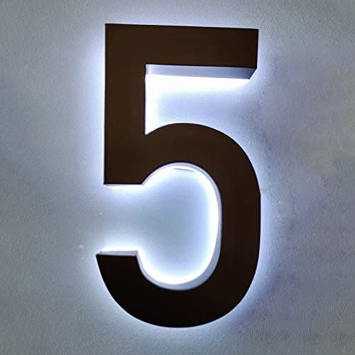 Custom Illuminated LED House Numbers, 20 Backlit LED Letters Address Numbers Light Modern Metal Door Plate Address Sign Light Up, White Light,B