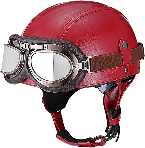 Casque Jet Demi-Jet Casque Moto Casque Bol Vintage avec Lunettes Cruiser Chopper Scooter Cyclomoteur Demi-Casque Ouvert à Dégagement Rapide Casque Bol Homologué ECE ( Color : 4 , Size : M(57~58cm) )