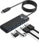 Hub USB 3.0, ORICO 4 en 1 Alargador USB, USB Hub para PS5, Xbox, PC, USB Flash Drives, PC Portátil, HDD Móvil, 1.8m Negro