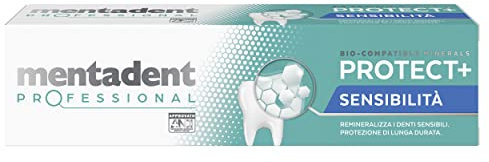 Mentadent Professional Dentifricio Protect+ Sensibilità, Dentifricio Denti Sensibili, Remineralizza e Dona Protezione Contro la Sensibilità Dentinale, con Minerali Bio-compatibili e Potassio, 75 ml
