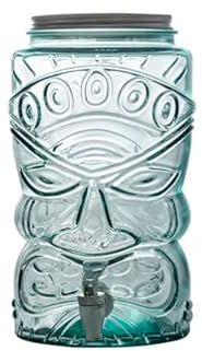 BARNABONG Tiki Glass Pitcher and Water Dispenser with Spigot : Ideal Drink Dispensers for Parties, High-Capacity (Approx. 1.6 Gallons), Elegant Beverage Server for Home and Events.