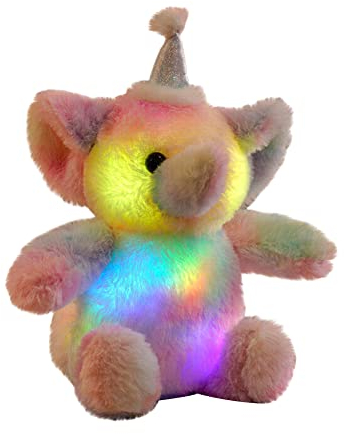 JAWSEU LED Elefant Plüschtier Kissen, Niedliche Leuchtende Luminous Elefant Stofftier Kuscheltier Kissen Puppe Gefüllte Stofftiere, Plüschtiere Nachtlicht Spielzeug Geschenk für Kinder
