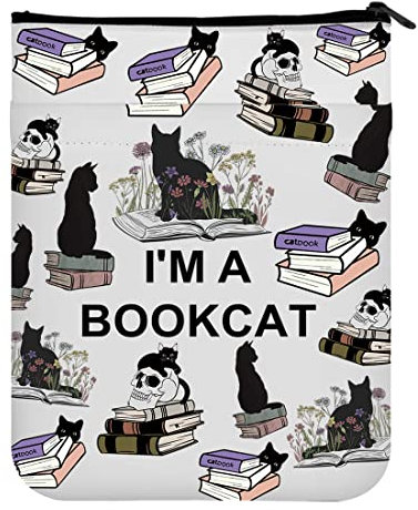 KUIYAI Book Lover Gift Cat Lover Gift I Am A Bookcat Book Sleeve for Bookish Cat Owner Gift Cat Mom Gift (I am a bookcatUK)