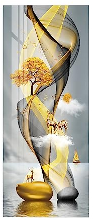 workid Sticker Porte Trompe l'oeil Effect Papier Peint 3D pour Porte intérieure Bureau Chambre à Coucher Salon Salle de Bain cerf prunier 90 x 200 cm