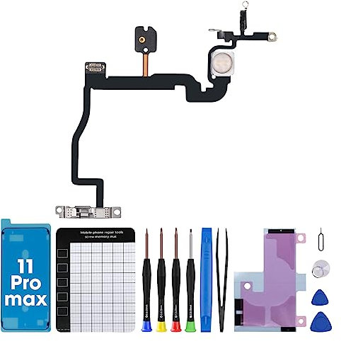 Für iPhone 11 PRO Max Power Button Flash Light Flex Kabel Ersatz Ein/Aus Control Fix Mic Blitzlichtschalter Montage Metallhalterung Reparatur Komplettes Werkzeugset Schraubendreher 11Promax A2161