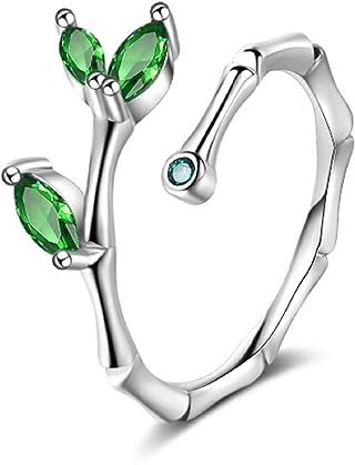Damenring mit Grünen Zweigen, Blätter Ring, Baum des Lebens einstellbare Größe Ring, Damenring Blätter offen, Silber Blattringe, Blattring für Frauen, Fingerringgeschenk für Frauen(mit Geschenkbox)