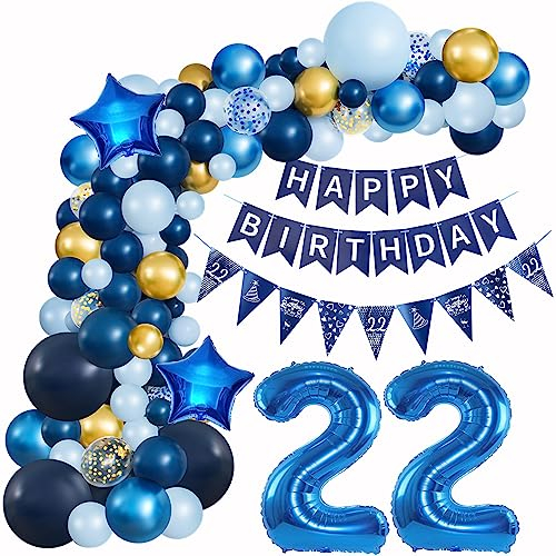 Ballons Girlande Blau 22 Geburtstag Mann deko Blau Luftballon 22. Geburtstag deko Mann Geburtstagsdeko 22 Jahre Mann Deko 22. Geburtstag Männer blau Luftballon Girlande blau 22. Geburtstag Männer