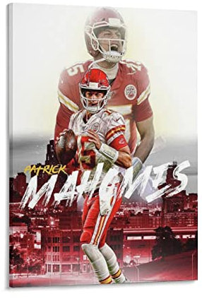 RIDAEX Bild Auf Leinwand 40 * 60cm Senza Cornice Patrick Mahomes Football Quarterback Poster Canvas Wall Art Pictures for Bedroom Wall Art Gifts Decor