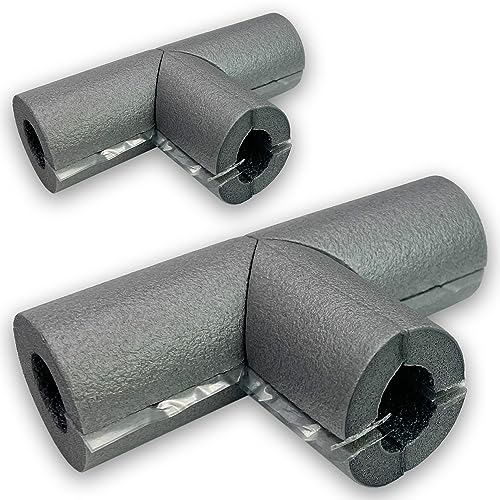 Rohrisolierung selbstklebend Grau Dämmung Isolierung Isolierschlauch Heizung Sanitär PE Isolierung Made in EU (2x T-STÜCK - 18 x 13 mm)