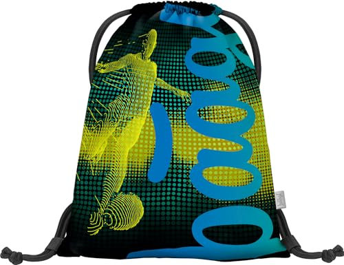 Baagl Turnbeutel für Jungen - Sportbeutel für Kinder, Teenager - Schule und Sport Schuhbeutel, Sportsack mit Reflektiven Elementen (Football Player)