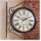 Antik Retro Bahnhofsuhr Vintage doppelseitige Wanduhr, Metall im Freien doppelseitig, for Terrassenporch Garten im Freien Dekorative doppelseitige Hängende Uhr Wanduhr Wall mit Klammer hängen Wanduhr