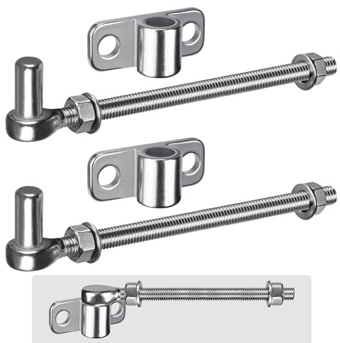 Insaga Torscharnier M12, 2er Schwerlast Gartentor Scharnier 16mm Kloben J-haken zu Bolzen mit Horizontal Augen Platte Edelstahl Zauntor Torangel Verstellbar zum Schraube für Hoftor/Holzzaun, 254mm