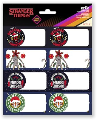 Grupo Erik Stranger Things Labels - 16 Count Rectangular Stickers for Presents, School, Crafts & More