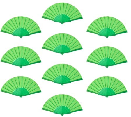 sourcing map Folding Fan Vintage Handheld Fans Plastic Folding Hand Fan Craft Folding Fan for Halloween Party Wedding Dancing Decoration Gifts 42x23cm/16.54x9.06,Pack of 10 (Dark Green)