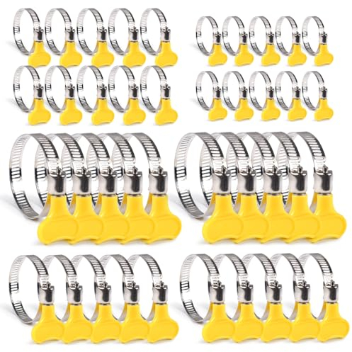 40 Pcs Hose Clamps Set, Stainless Steel Hose Clamps, Adjustable 10-44mm Pipe Clamps Stainless Steel 304, Hose Clamp for Fuel Pump, Home Gas Pipe, Washing Machine (4 Sizes)